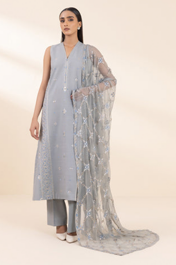 3 Piece - Embroidered Khaddar Suit