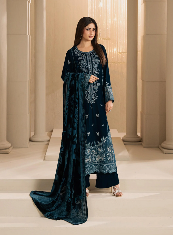 3 Piece Velvet Suit-Embroidered