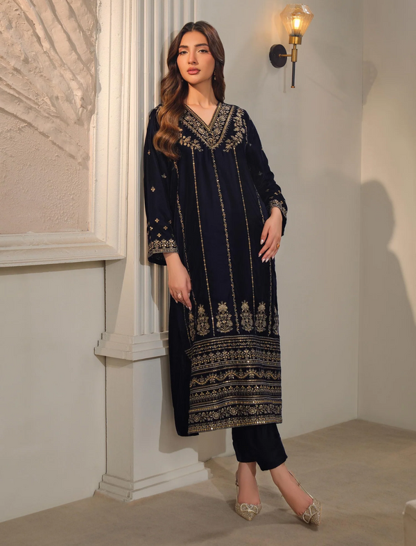 2 Piece Velvet Suit-Embroidered