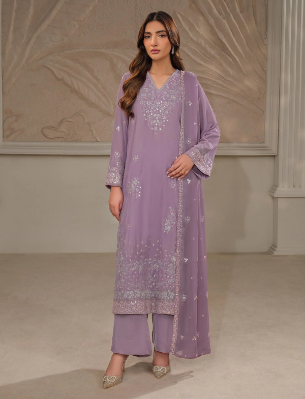 3 Piece Velvet Suit-Embroidered