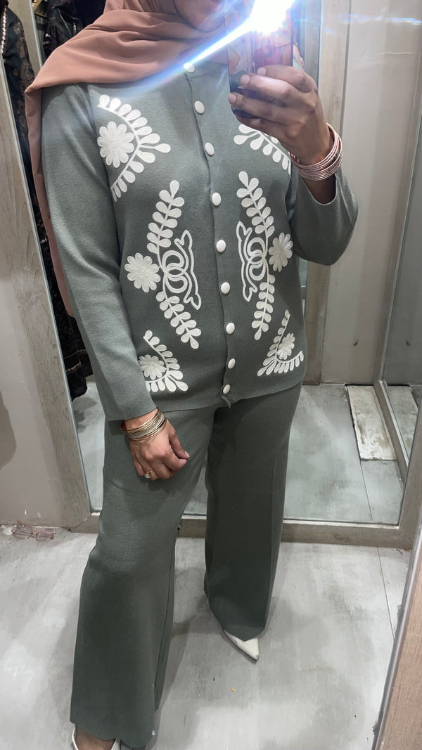 Knitted Co-ord Set embroidered