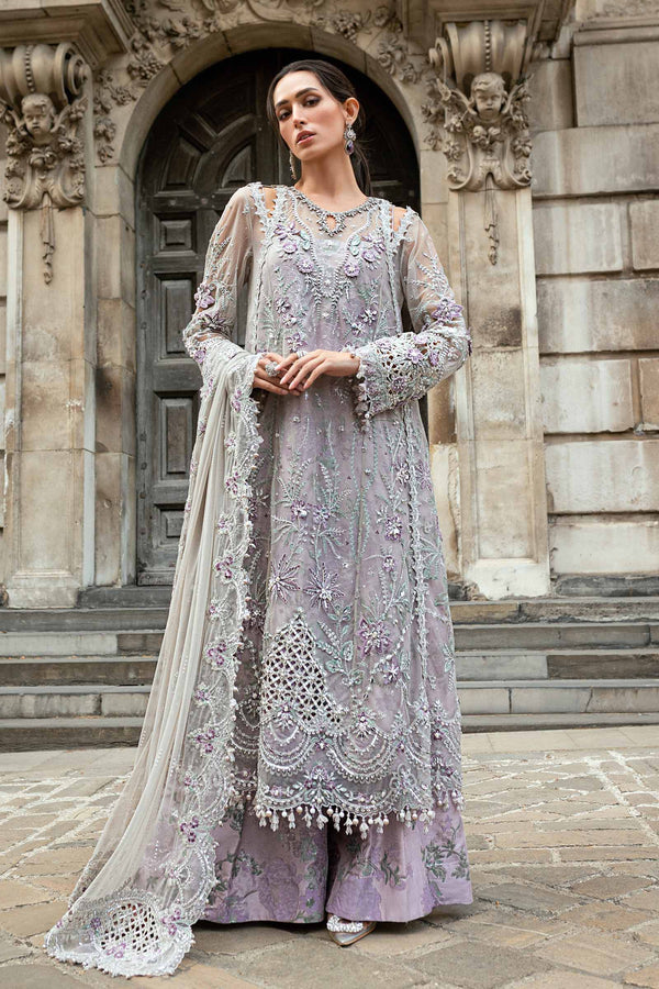 3 Piece Unstitched Embroidered Net Suit WF-09-07-Grey