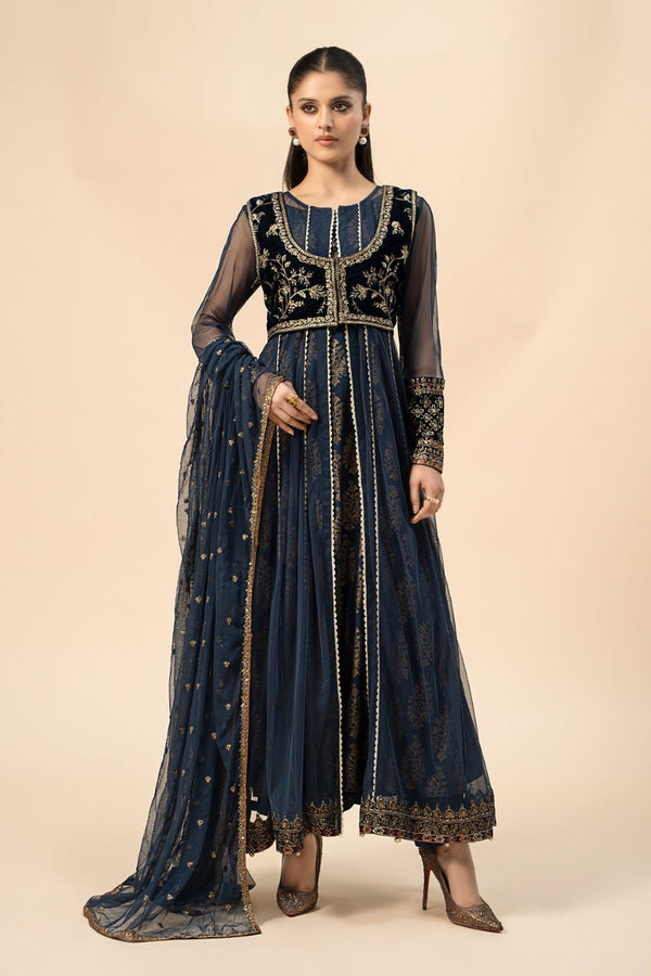 3 Piece Embroidered Khaddar Suit | DW-W24-151 | Blue