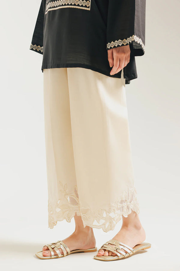Cut Work Trousers - Cream