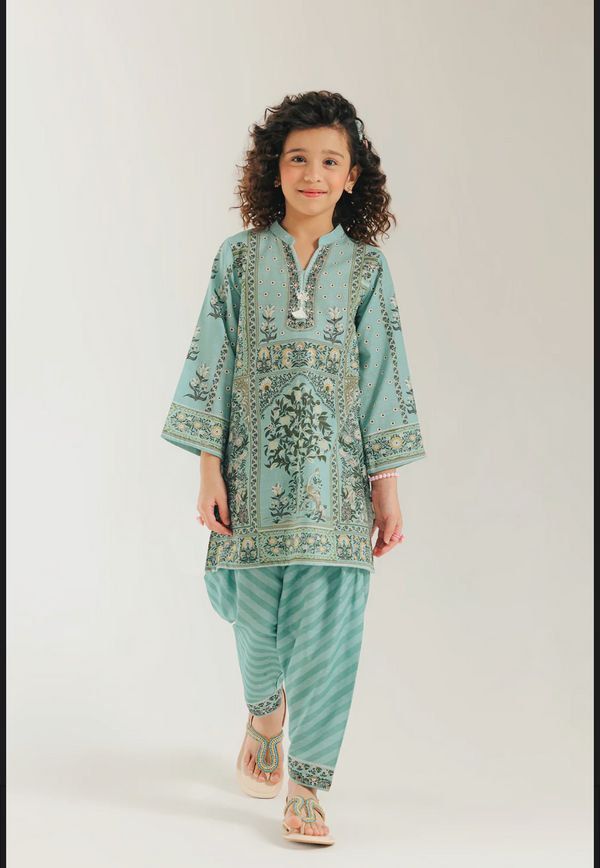PRINTED SUIT - Light Sea Green