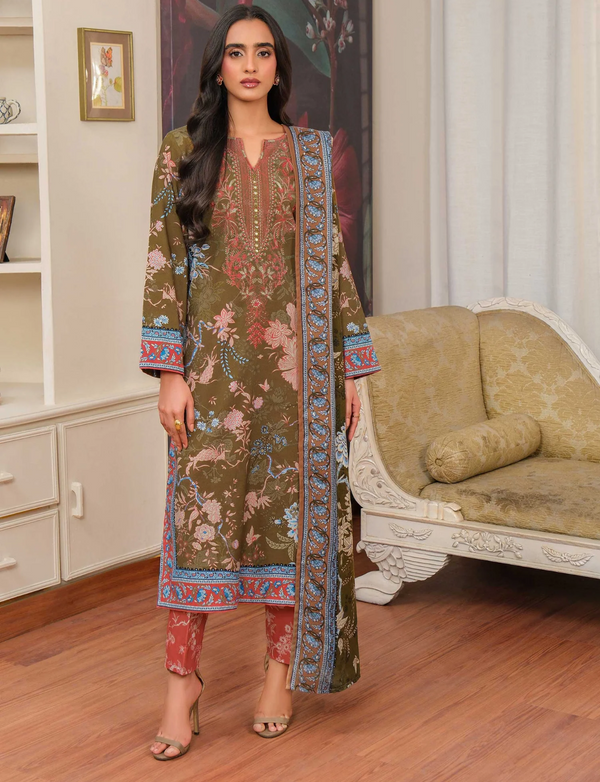 3 Piece Khaddar Suit-Embroidered