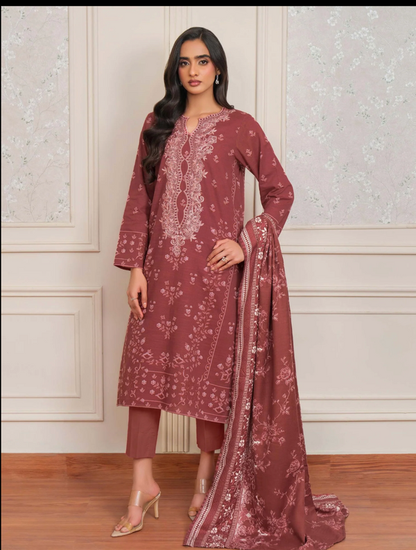 3 Piece Khaddar Suit-Embroidered