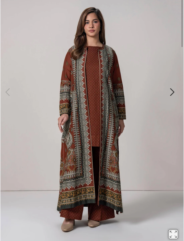 3 Piece Cardigan Khaddar Suit (Pret)