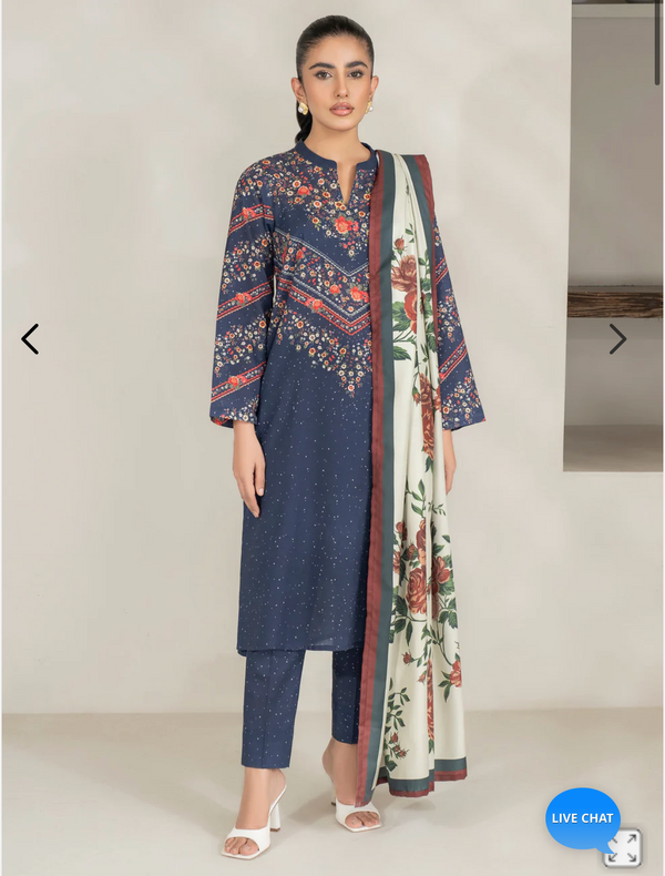 3 Piece Khaddar Suit-Printed