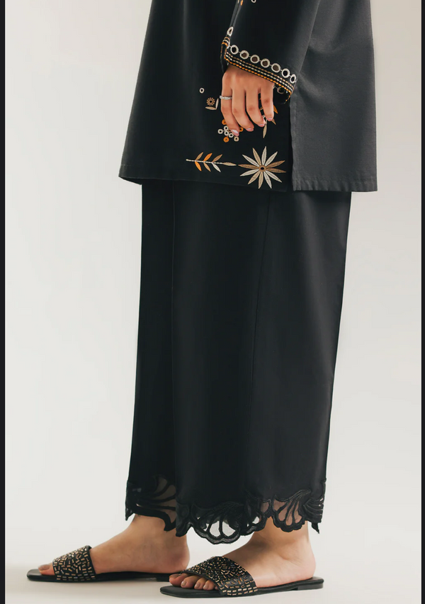 Cut Work Trousers - Black