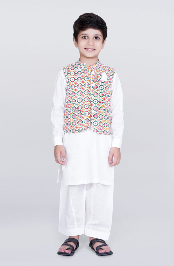 Boys Printed Waistcoat 3 Piece Suit