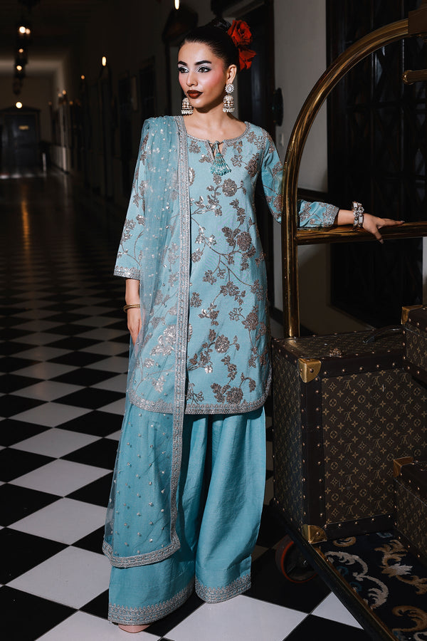 3-PC Embroidered Raw-Silk Suit CMA-5-111