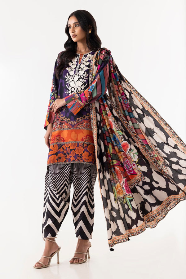 Stitched Multi Emboidered Shirt + Culotte + Dupatta