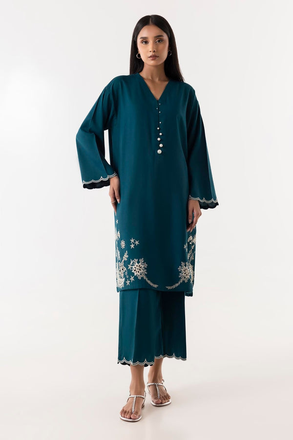 Stitched Green Embroidered Shirt + Culotte